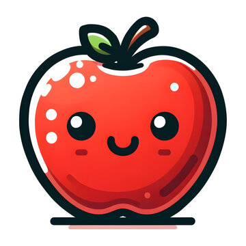 Simple red apple with a cartoon style. 