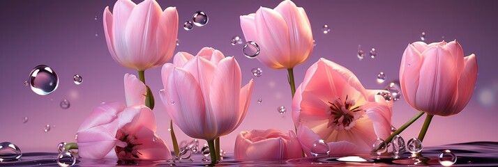 Various Tulips Lilac On Pink Wooden, with lights, light black and yellow, Background HD, Illustrations