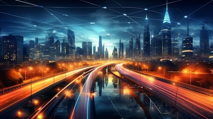 Fototapeta na wymiar Digital Connection and Internet in Smart City