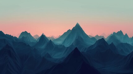 The first light of dawn gently illuminates a series of layered mountain ridges, creating a serene and contemplative landscape.