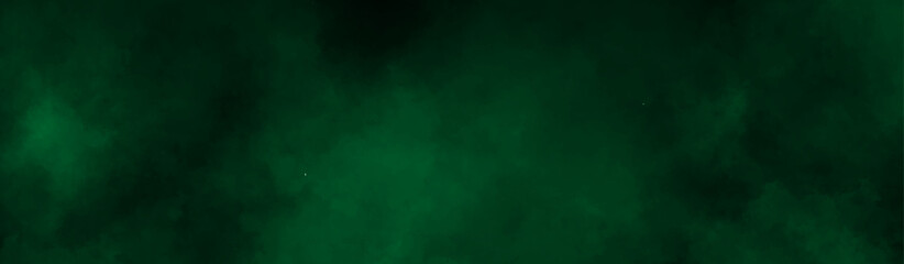 Abstract background with green paper texture and green watercolor painting background. smoke fog or clouds in center with dark border grunge design. black and green grunge watercolor background.