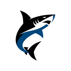 Modern Shark Logo Black and Blue Color