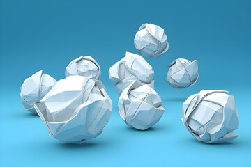 3d illustration of a white shape , consisting of a large number of  crumpled paper . Futuristic origami. Cybernetic circle shape for use in science and technology,  generated by AI. 3D illustration