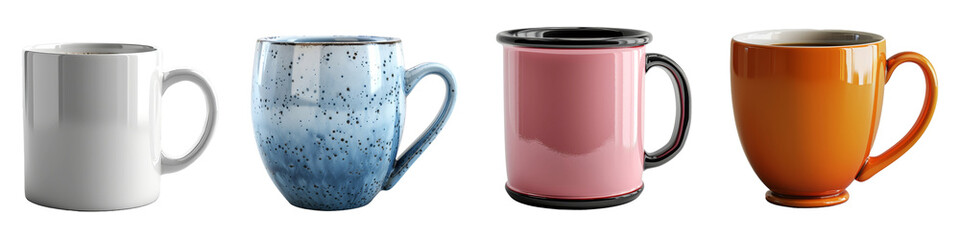 3D illustration of mug cup isolated on transparent background. - obrazy, fototapety, plakaty