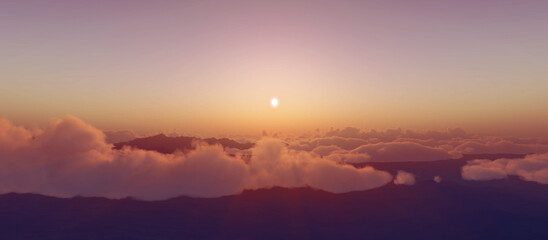 Obraz premium above clouds fly sunset sun ray