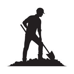 Bewitching Construction Worker Silhouette Elegance - A Dance of Shadows and Diligence with Construction Worker Vector Silhouette - Construction Worker Illustration
