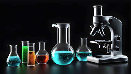 laboratory glassware. laboratory glassware with colorful liquid. laboratory glassware and tubes