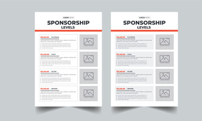 Sponsorship Levels Fundraising Flyers design layout template with 2 Style design