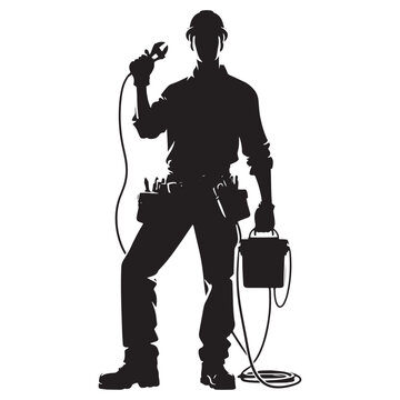 Electrician Silhouette Extravaganza - A Journey into the Technical Macabre with Electrician Illustration and Electrician Vector
