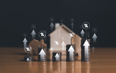 Real Estate Investment and Financial Growth Concept. A conceptual image of a miniature house...
