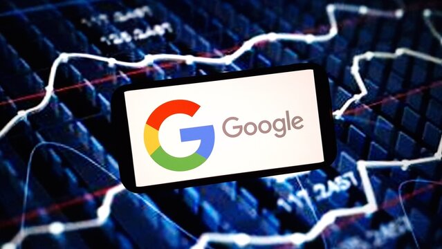 Konskie, Poland - March 02, 2024: Google logo displayed on mobile phone screen