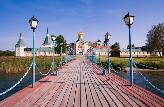 Valdai Iversky Monastery on Selvitsky Island. Novgorod region. Russia.