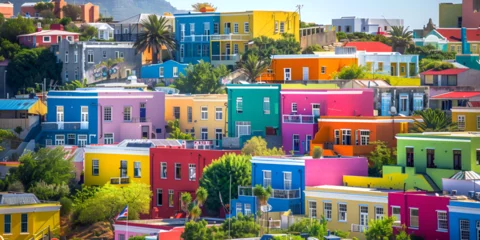 Outdoor kussens colorful houses in bo kaap in cape town © Kainat