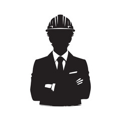 Engineer Silhouette Spectacle - A Theatrical Display of Shadows and Technical Atmosphere with Engineer Vector - Engineer Illustration
