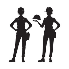 Dynamic Silhouette of Civil Engineer Set - Conjuring the Ingenious Artistry with Engineer Vector - Engineer Illustration
