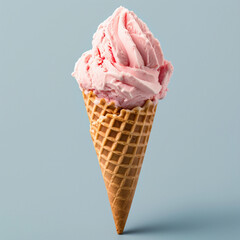 Pomegranate ice cream isolated on a clean background - ice cream, cone, waffle cone 