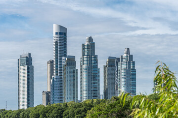 Urban skyline of Buenos Aires, marked by the towers in Puerto Madero.