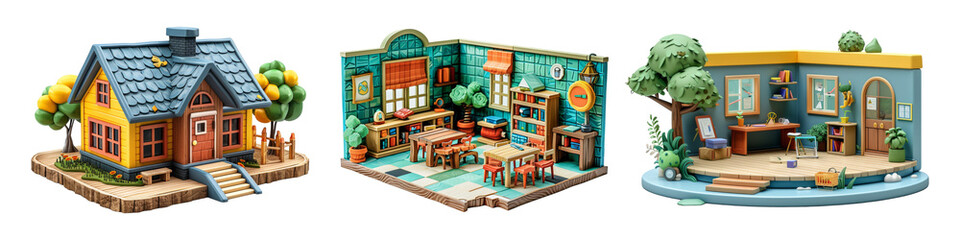 Obraz premium 3D Classroom isolated on transparent background.