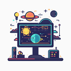 Space Weather Forecaster Predicting Solar Storms - Space Weather Center. Vector Icon Illustration. Job Icon Concept Isolated Premium Vector. 