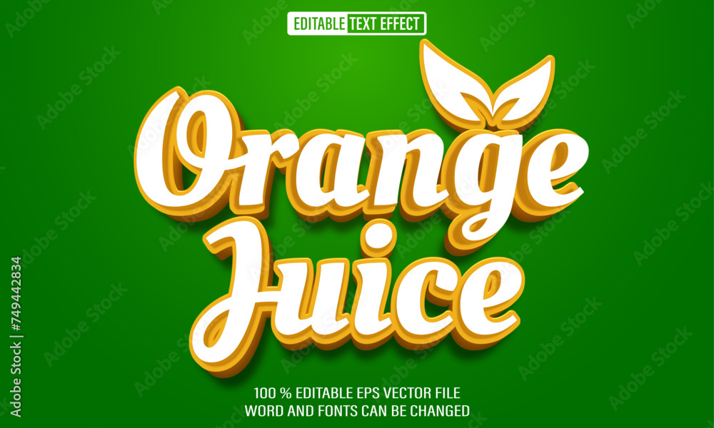 Poster editable 3d text style effect - orange juice text effect template
