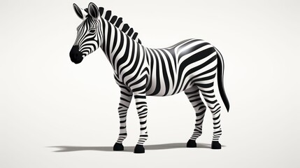 Black and White Zebra cartoon, showcasing its unique striped pattern in a simplistic style japan web illustration style