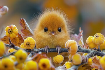 Chick Amongst Golden Berries