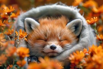 Slumbering Fox Cub Wrapped in Serenity