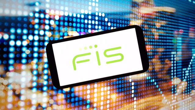 Konskie, Poland - March 02, 2024: Fidelity National Information Services company logo displayed on mobile phone screen