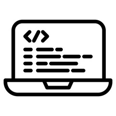 Fototapeta premium Programming and coding icon. Laptop with code symbol vector