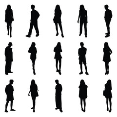 Vector collection set of individual people silhouettes.