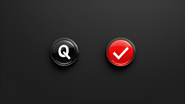 tick and tick mark icon buttons are set isolated on a black background.