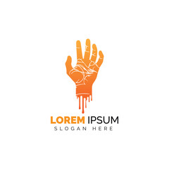 Orange Gradient Handprint With Melting Effect and Placeholder Text