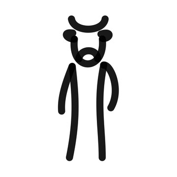 Minotaur, creature with head of a bull and body of a man, simple line art drawing 