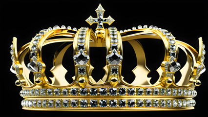 a king crown made of gold isolated on a black background. golden crown isolated on black