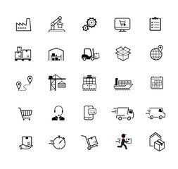 Set of shipping delivery icons. Vector elements. Can use for your design, interface, website, infographic and etc. Prepared for use in any size on different devices. EPS10.