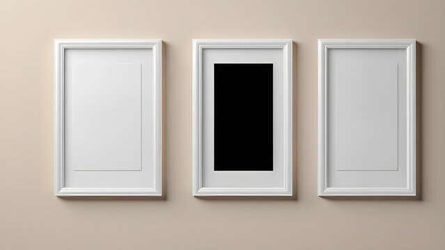 picture frame mockup set of two vertical white frames on a neutral wall background