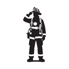 Steadfast Firefighter Silhouette Embodying Determination - Firefighter Illustration - Firefighter Vector
