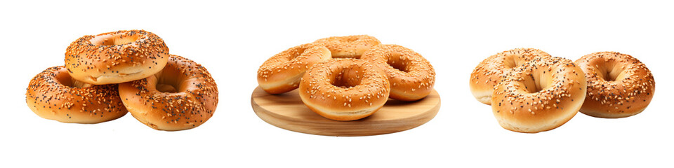 Bagels isolated on transparent background.