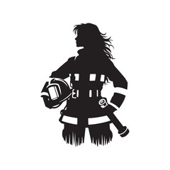 Resolute Firefighter Silhouette Radiating Strength - Firefighter Illustration - Firefighter Vector
