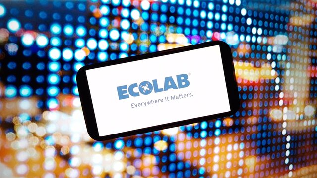 Konskie, Poland - March 02, 2024: Ecolab company logo displayed on mobile phone screen