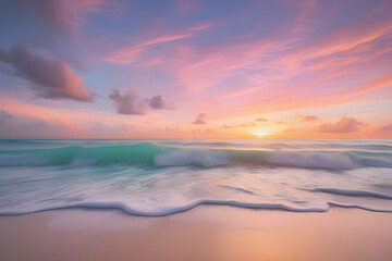 Fototapeta na wymiar sunset on the beach painting