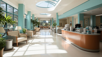 Abstract blur beautiful luxury hospital interior for backgrounds, perspective