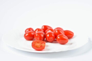 Cherry Tomatoes Stack Isolated White Background