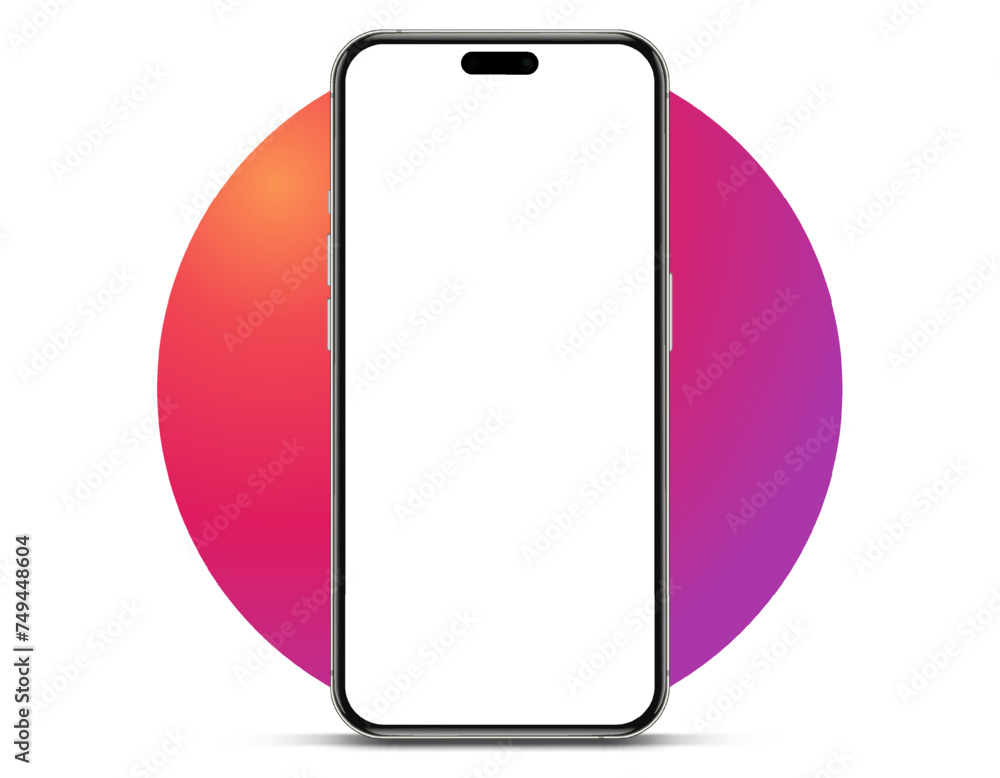 Aufkleber 3D realistic high quality smartphone mockup with isolated background. Smart phone mockup collection. Device front view. 3D mobile phone with shadow on white background.