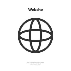 Web icon symbol. Internet icon. Go to web icon. Http address sign. Globe network www website icon with isolated white background for UI UX mobile app