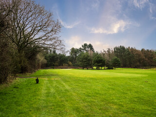 Walking on an empty golf course