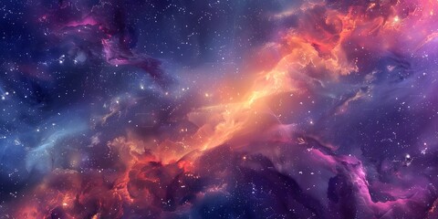 Obraz premium Experience the awe-inspiring beauty of space through an illustration, capturing the abstract and mesmerizing essence of a space nebula with vivid colors 