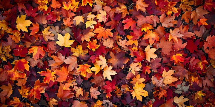 Immerse yourself in the captivating beauty of autumn with a stunning nature photograph, highlighting an enchanting background of autumn leaves and a vibrant foliage tapestry.