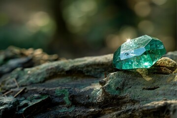 Elegant green gem emerald symbolizing goddess Venus, various works.  generative ai