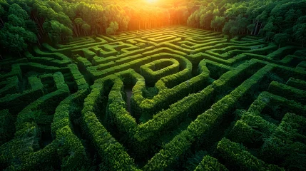 Wandaufkleber green maze with grass mental health generative art © Giancarlo